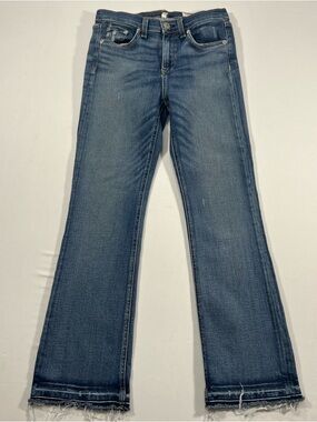 rag & bone Crop Jeans 27 Medium Wash Raw Hem Slim Straight Mid Rise